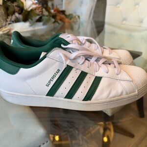 adidas Originals White and Green Superstar Shoes size 12